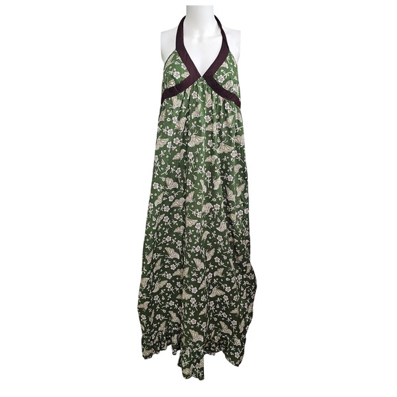 Mossimo Supply Co. Dresses & Skirts - Vintage L Maxi Dress Green Butterfly Floral Halter Boho Fairygrunge 90s Granola